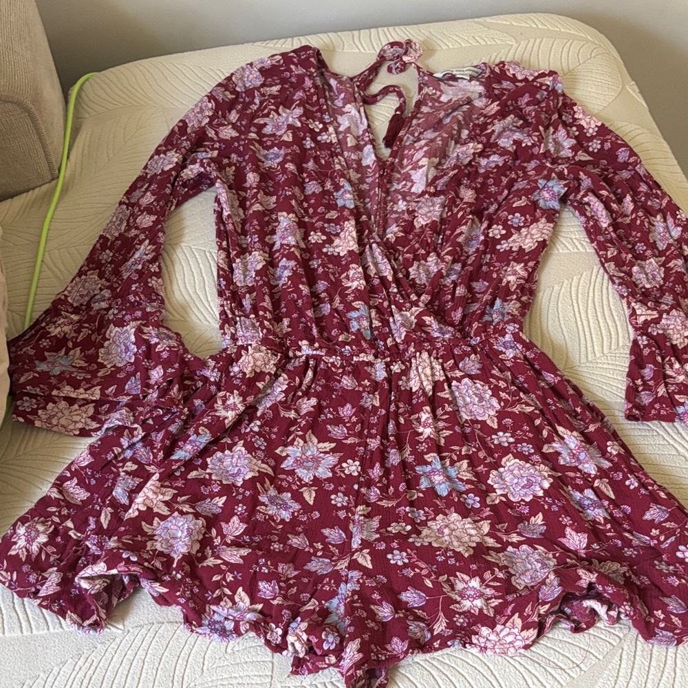 American Eagle Outfitters Burgundy Floral Top